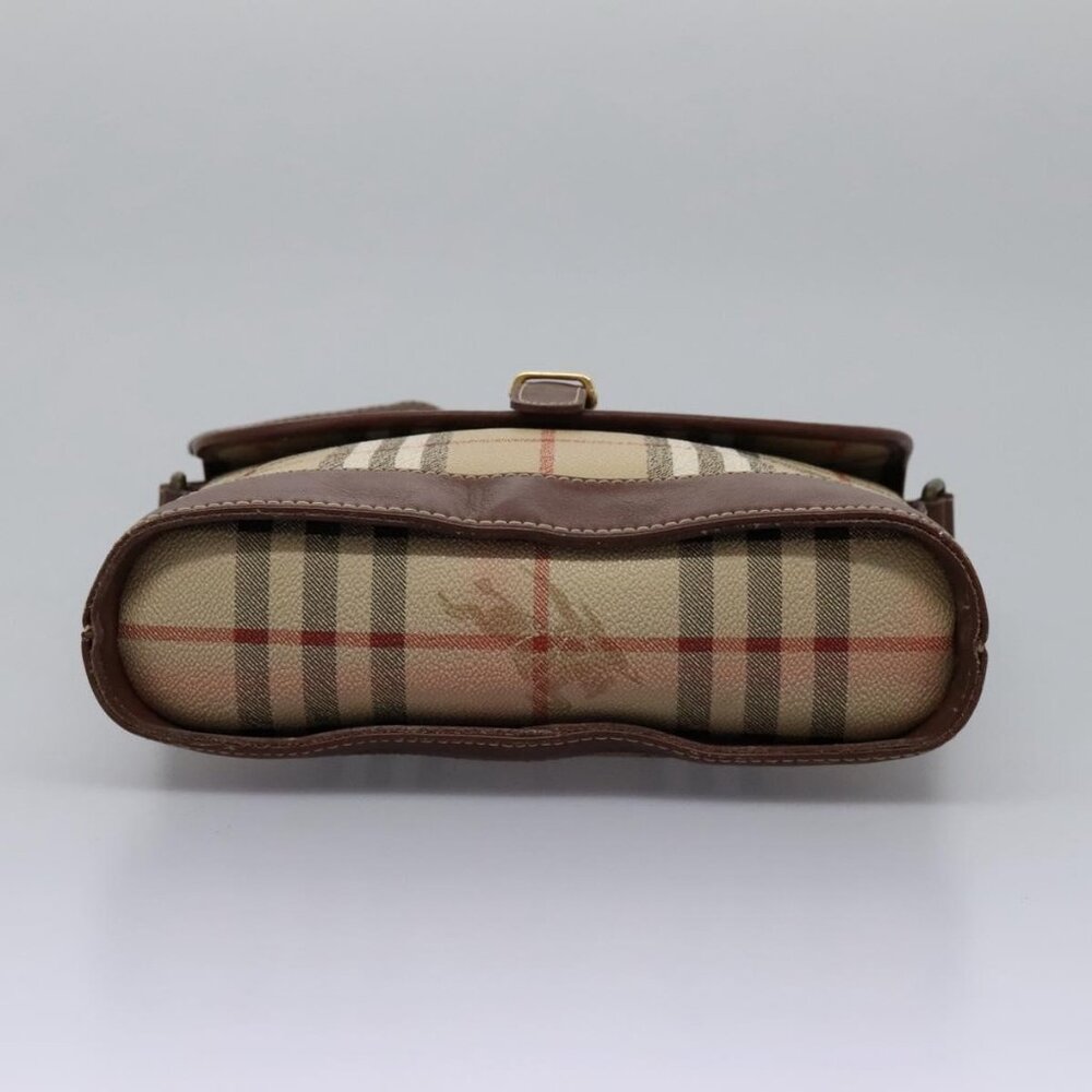 Burberrys Nova Check Shoulder Bag PVC Leather Beige Brown gold Auth BD093 - Picture 6 of 16
